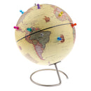 10'' Magnetic World Globe with Magnetic Pins - Earth Ocean Map Geography Antique Decorative in Style - Kids Educational Learning Toy Children