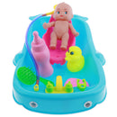 Set of Toddler Baby Adult Role Pretend Play Game Doll Bath in Bathtub Developmental Preschool Water Toy w/ Doll Gift