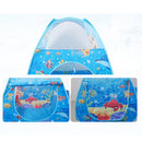 3-in-1 Kids Playhouse with Pop Up Tent, Tunnel, and Basketball Pit for Indoor Outdoor Play - Blue Sea A