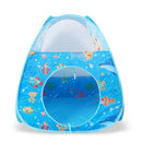3-in-1 Kids Playhouse with Pop Up Tent, Tunnel, and Basketball Pit for Indoor Outdoor Play - Blue Sea A
