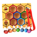 Children Preschool Wooden Bee Clip Out Montessori Educational Toy B-day Gift