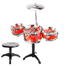 Mini Jazz Band Drum Kits Percussion Instruments Set Children Educational Musical Toy - 3 Drums +Stool Red
