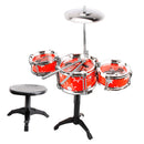 Mini Jazz Band Drum Kits Percussion Instruments Set Children Educational Musical Toy - 3 Drums +Stool Red