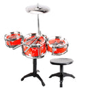 Mini Jazz Band Drum Kits Percussion Instruments Set Children Educational Musical Toy - 3 Drums +Stool Red