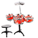 Mini Jazz Band Drum Kits Percussion Instruments Set Children Educational Musical Toy - 3 Drums +Stool Red