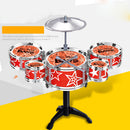 Cool Playing Drum Sound Musical Toy Drum Percussion Instruments Set Kids Play Fun Birthday Gift - 5 Drums Red