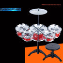 Cool Playing Drum Sound Musical Toy Drum Percussion Instruments Set Kids Play Fun Birthday Gift - 5 Drums + Stool Red