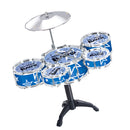 Mini Jazz Band Drum Kits Percussion Instruments Set Children Educational Musical Toy - 5 Drums Blue Small