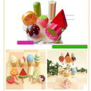 Baby Early Learning Wooden 3-Layer Strawberry Ice Cream Stand Kids Food Role Play Activity Game Xmas Gift