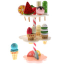 Baby Early Learning Wooden 3-Layer Strawberry Ice Cream Stand Kids Food Role Play Activity Game Xmas Gift