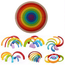 7 Colors 14 Pcs Wooden Rainbow Bricks Stacking Blocks Kids Educational Toy