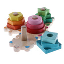 Kids Early Learning Wooden 4 Pillars Wisdom Column Geometry Blocks Matching Baby Developmental Toy Playset