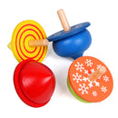 Pack Of 4 Handmade Painted Wooden Assorted Shapes Spinning Tops Educational Toy