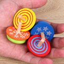 Pack Of 4 Handmade Painted Wooden Assorted Shapes Spinning Tops Educational Toy