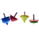 Pack Of 4 Handmade Painted Wooden Assorted Shapes Spinning Tops Educational Toy