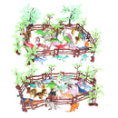 90PCS Mini Jurassic Dinosaur Animal & Tree Scene Playset Kits Toys