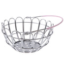 Kids Mini Metal Supermarket Shopping Basket For Kitchen Fruit Vegetable Food Grocery Storage Pretend Play Tools Toy Gifts Round Pink