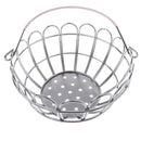 Kids Mini Metal Supermarket Shopping Basket For Kitchen Fruit Vegetable Food Grocery Storage Pretend Play Tools Toy Gifts Round Pink