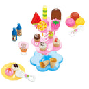 22pcs Ice Cream Desserts Tower Stand Pretend Play Food Toy Set For Kids