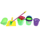 6 Pieces Pretend Play Toy, Cleaning Play Set Housekeeping Set, Mop, Bucket, Bathtub, Dustpan and Broom For Kids