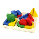 Kids Baby Wooden Geometry Building Blocks Board Puzzle Early Cognition Color Shapes Learning Educational Stacking Matching Toy