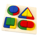 Kids Baby Wooden Geometry Building Blocks Board Puzzle Early Cognition Color Shapes Learning Educational Stacking Matching Toy