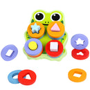 Kids Baby Wooden Stacking Geometry Blocks Frog Board Puzzle Early Cognition Color Shapes Learning Educational Matching Building Toy