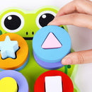 Kids Baby Wooden Stacking Geometry Blocks Frog Board Puzzle Early Cognition Color Shapes Learning Educational Matching Building Toy
