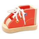 Children Learning Toys Wooden Shoe - Lacing Threading Tying Shoe Lace Toddler Kids Teaching Aids Tie Shoelaces Toys Puzzle Game