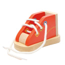 Children Learning Toys Wooden Shoe - Lacing Threading Tying Shoe Lace Toddler Kids Teaching Aids Tie Shoelaces Toys Puzzle Game