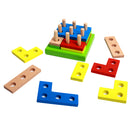 Kids Baby Wooden Geometry Shapes Puzzle Building Blocks Early Cognition Color Shapes Learning Educational Stacking Intelligence Toy