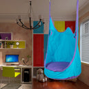 80KG Load Bearing Kids Indoor Outdoor Swing Seat Hanging Hammock Cushion Chair Playhouse Park Toy Garden Furniture -Blue