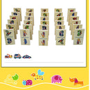 28pcs Wooden Vehicle Domino Blocks Toy Gift Building Puzzle Jigsaw Matching Stacking Games Toy
