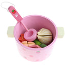 Colorful Wooden Hot Pot Pretend, Kitchen Vegetables Set for Toddlers, Kids Educational Toy