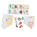 Pack of 10 Multi-Color Wooden Number Toy Set with Animal Patterns Card, For Baby Toddlers Kids Early Education
