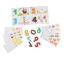 Pack of 10 Multi-Color Wooden Number Toy Set with Animal Patterns Card, For Baby Toddlers Kids Early Education