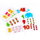 Pack of 10 Multi-Color Wooden Number Toy Set with Animal Patterns Card, For Baby Toddlers Kids Early Education
