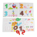 Pack of 10 Multi-Color Wooden Number Toy Set with Animal Patterns Card, For Baby Toddlers Kids Early Education
