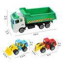 17 Pieces Jurassic Jungle Dinosaur Model Scene Play Set With 3 Construction Trucks, Kids Preschool Educational Toy