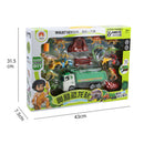 17 Pieces Jurassic Jungle Dinosaur Model Scene Play Set With 3 Construction Trucks, Kids Preschool Educational Toy