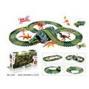 Fun DIY Jurassic Dino Railcar Electric LED Racing Car Set Variable Track Model Racing Game Kits Child Fun Toy - 157 Pieces