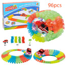 Flexible Noctilucent Track Car Racing Game Set DIY Model Kits Battery Powered Kids Hand & Eye Coordination Kids Toy B-day Gift - 96 Pieces
