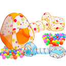 3-in-1 Kids Orange Playhouse with Pop Up Tent, Tunnel, and Basketball Pit for Indoor Outdoor Play