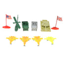 10 Pieces Plastic Yellow WWII Toy Soldier and Jeep Cars Airplane Army Figures Playset Sand Scene Model Kits