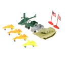 10 Pieces Plastic Yellow WWII Toy Soldier and Jeep Cars Airplane Army Figures Playset Sand Scene Model Kits
