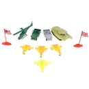 10 Pieces Plastic Yellow WWII Toy Soldier and Jeep Cars Airplane Army Figures Playset Sand Scene Model Kits