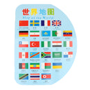 Wooden World Map with 36 Flags Toy Set, Puzzle Matching Game, Kids Geography Educational Toy