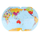 Wooden World Map with 36 Flags Toy Set, Puzzle Matching Game, Kids Geography Educational Toy