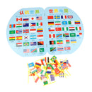 Wooden World Map with 36 Flags Toy Set, Puzzle Matching Game, Kids Geography Educational Toy