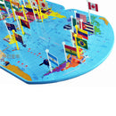 Wooden World Map with 36 Flags Toy Set, Puzzle Matching Game, Kids Geography Educational Toy